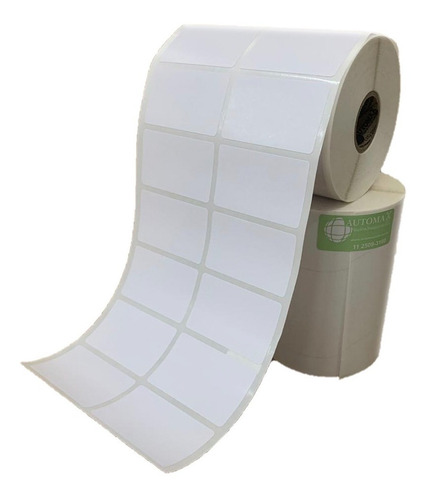Imagem 3 de 7 de Kit 10 Rolos Etiqueta Couche 50x30 (mm) 2 Colunas + 5 Ribbon