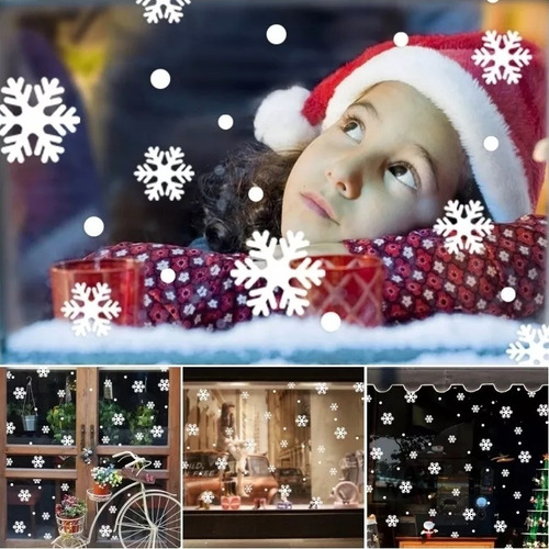 Imagen 1 de 5 de Vinilos Decorativos Hogar Sticker Navidad Copos De Nieve