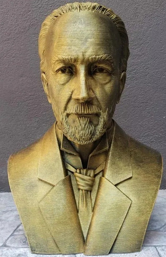 Busto Juan Vucetich Busto 10cm Impreso En 3d Y Pintado Dorado Oscuro