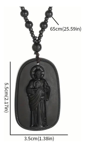 Collar De San Judas Tadeo Obsidiana -shofy Negro