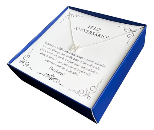 Presente Colar Feliz Aniversário Prata 925 Letra M Brilhante Cor Prateado
