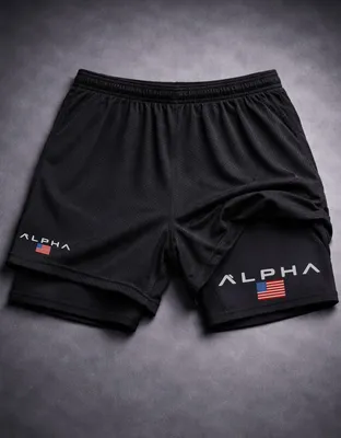 Short Dry Fit Compressão 2 Em 1 Academia Alpha Treino Gym Preto Gg