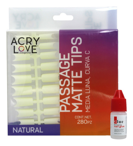 Tips Curva C 280 Pzs Matte, Elegir. Uñas Postizas. Acry Love Color Passage matte natural