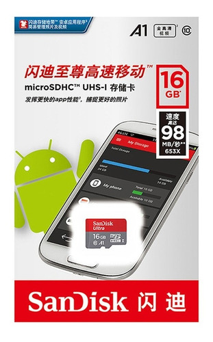Memoria Micro Sd Sandisk 16gb Clas 10 Original
