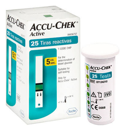 Tira Reactiva De Glucosa Accu Check Active Caja Con 50 Pzas