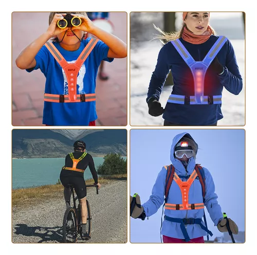 Chaleco de seguridad para correr de noche, chaleco de seguridad reflectante  para ciclismo con luz LED, chaleco de alta visibilidad para chaleco de