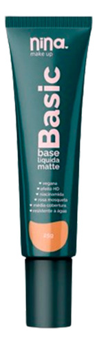 Base de maquiagem líquida Nina Make up Base Liquifa Basic Líquido Base Liquida Basic tom 02