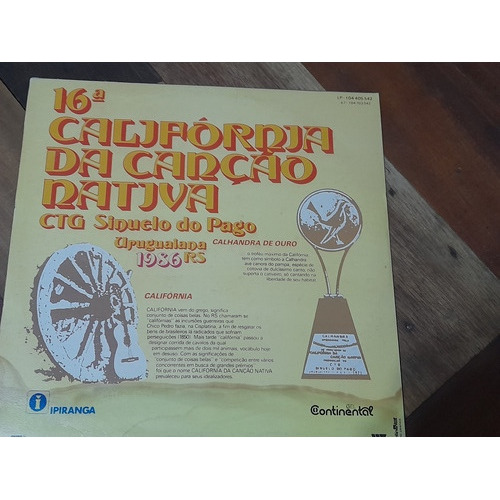 Lp Vinil 16a Califórnia Da Canção Nativa Do Rs (Usado)