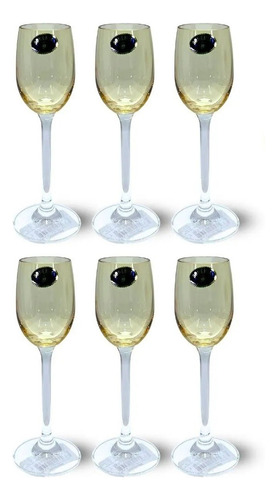 Jogo 6 Taças Cristal Bohemia Licor 65ml Colibri Cor Âmbar