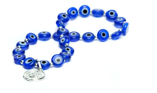 Pulsera Protección Ojo Turco Azul, San Benito Ycuentas Plata