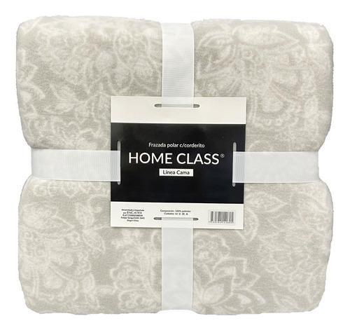 Frazada Home Class 2 Plazas Reversible Polar Y Corderito Color Flores Beige