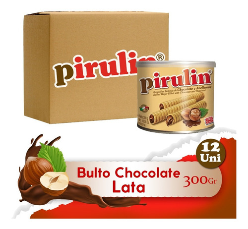 Pirulin Chocolate Lata 300 Gr Bulto De 12 Unidades
