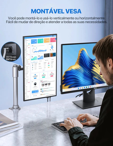 Monitor Portátil Eviciv 18.5 Polegadas Pc Gamer Tela ,fhd 120hz Lcd Ultrafino Monitor,100%srgb Hdr10,alto-falantes Embutidos,com Suporte E Vesa,para Laptop Win11 Mac Phone Ps Xbox Switch Hdmi Usb-c