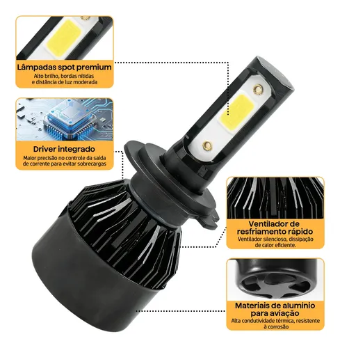 Kit Super Led Dazzix 8000k 12v H4 H7 H11 9005 Hb3 Lâmpada