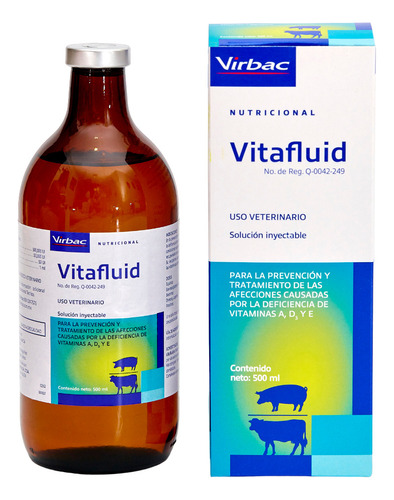 Vitafluid 500 Ml Virbac Multivitamínico Para Ganado 