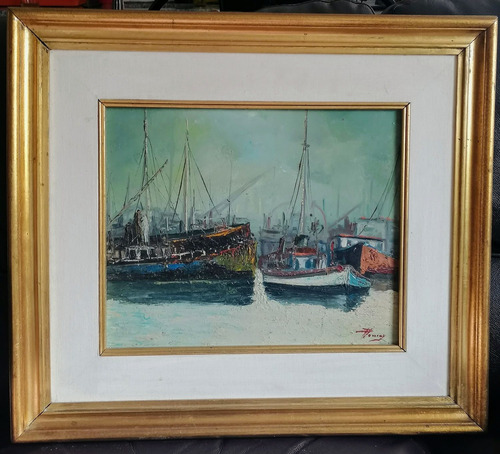 Óleo Sobre Fibra Marino Puerto Romay 25 X 20 (Usado)
