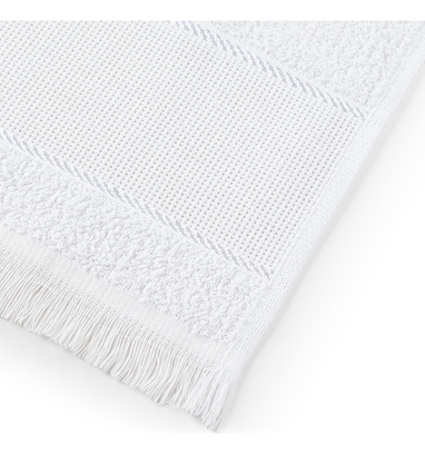 Kit Toalhas De Lavabo Social 100% Algodão Franja 23x39cm Branco - 24 Unidades