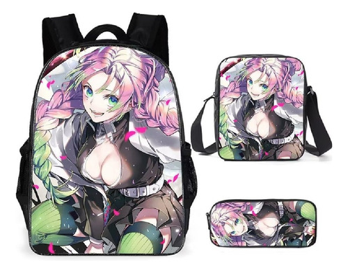 Bolsos Escolares Demon Slayer Bolsos De Hombro De Moda, 3 Un Color Shinazugawa Sanemi -2