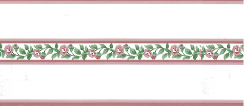 Borde Papel Tapiz Prepegado Flor Rosa Floral Verd Pared Vid