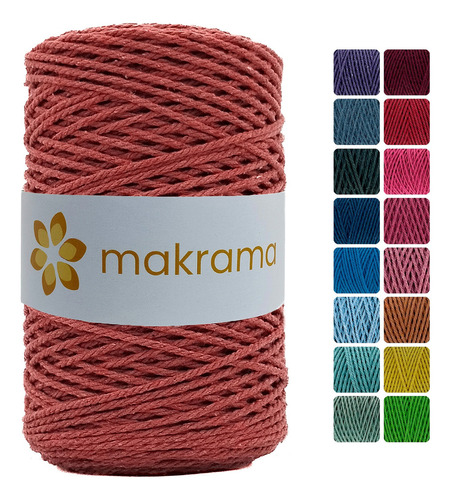 Cuerda Cordón De Algodón Para Macramé 2mm 500g Colores Color Terracota