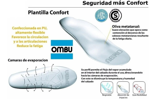 Zapato Ombu Ozono Plus Puntera Acero Negro Trabajo Seguridad