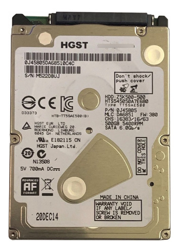 Disco Rigido Interno 500gb Hitachi Para Notebook Slim