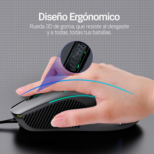 Mouse Gamer Aula S11 Mountain Negro, Cableado 3600 DPI