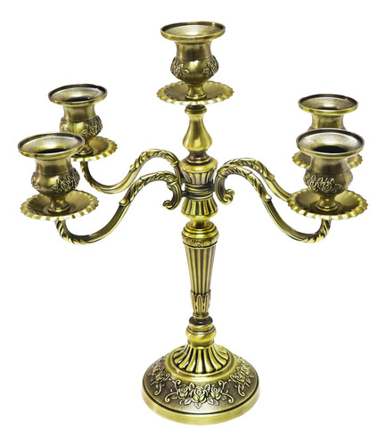 Candelabro Metálico De 5 Velas 36 Cm Alto Decoración Hogar Y