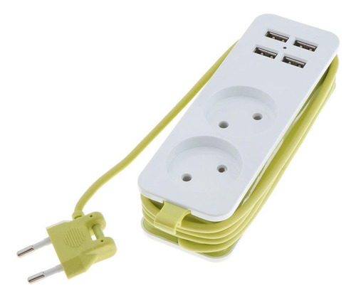 Eu Plug Extension Soquete Tomada Hub Strip 6 Portas Com 4