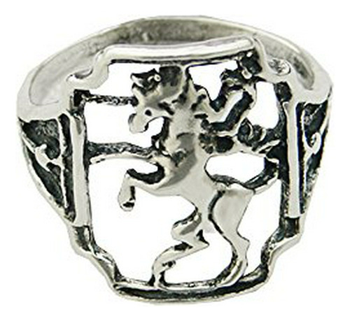 Un Anillo De Unicornio De Plata Esterlina Inusual Hecho En E