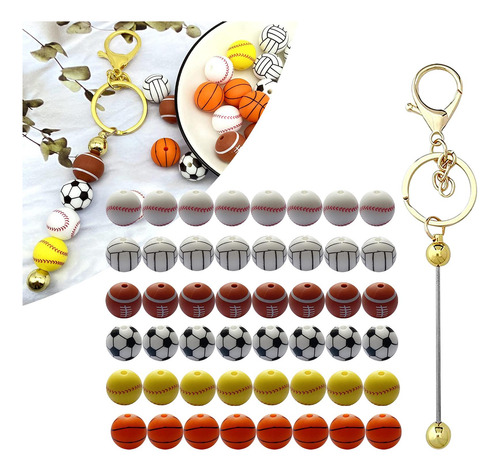 49x Cuentas Deportivas De Silicona Fabricación De Joyas 15