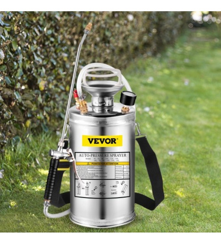 Rociador De Acero Inoxidable De 1.5 Gal Varilla Y Mango 16pu Plateado