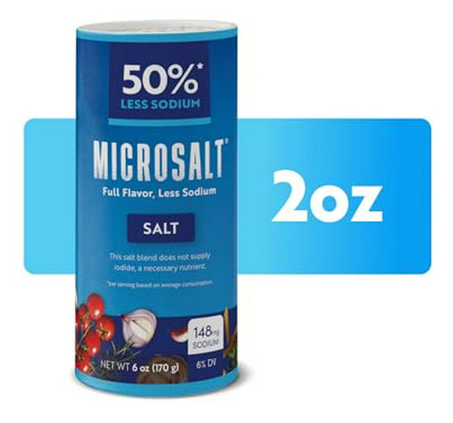 Microsalt 50% Menos Sodio, Sustituto De Sal, Sabor Completo,