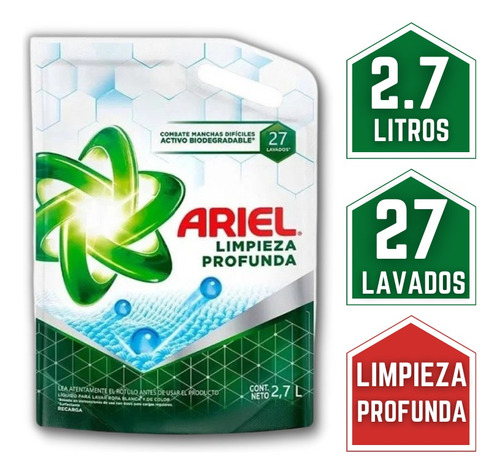 Detergente Liquido Ariel Limpieza Profunda 2.7 Litros Oferta