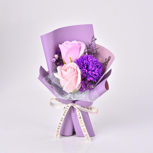 Mini Ramo De Flores De Jabón, Ramo De 15cm Papel Violeta