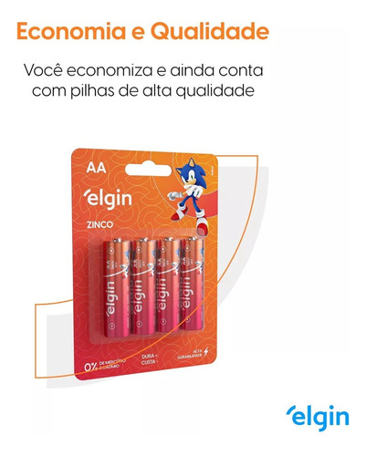 Pilha Pequena Aa De Zinco Com 4 Unidades 1,5v 82185 Elgin