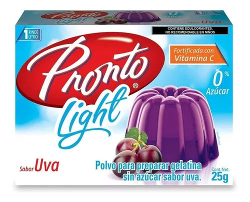 Gelatina Ligth Pronto Polvo Sabor Uva 25 Gr