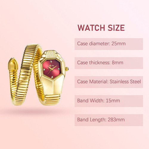 Relojes De Pulsera Missfox De Lujo Con Forma De Serpiente Y Color del fondo Oro/Rojo