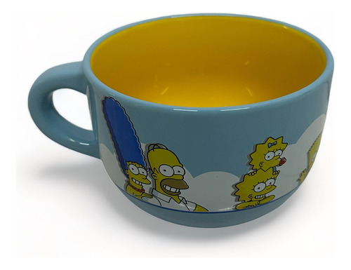 Taza Jumbo Ceramica Fun Kids 820ml Personajes Color Azul Claro Simpsons