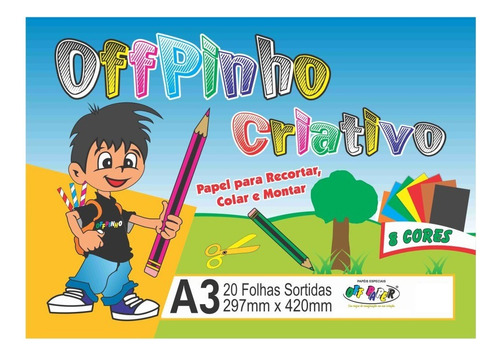 Bloco Criativo A3 Color 20 Folhas 120g/m² 8 Cores Offpaper