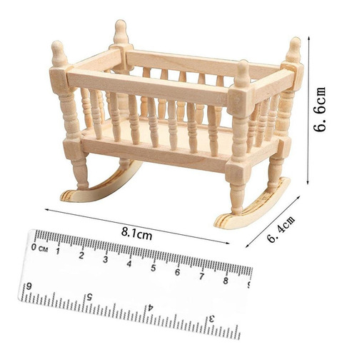 Muñeca Mini Cuna De Madera 1/12 Escala Decoración Mecedora