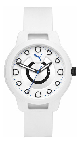 Reloj Hombre Puma P5009 Cuarzo 43mm Pulso Blanco En Silicona