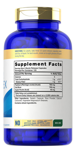 Complejo De Fibras | 400 Capsulas | Suplemento Sin Ogm | Fib