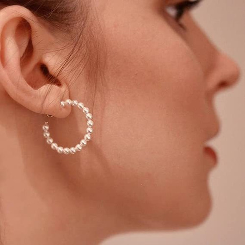 Pendientes De Aro De Perlas Para Mujer, Chapados En Oro De 1