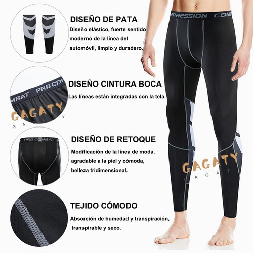 Imagen 6 de 9 de Mallas De Compresión De Secado Rápido Para Correr, Gimnasio
