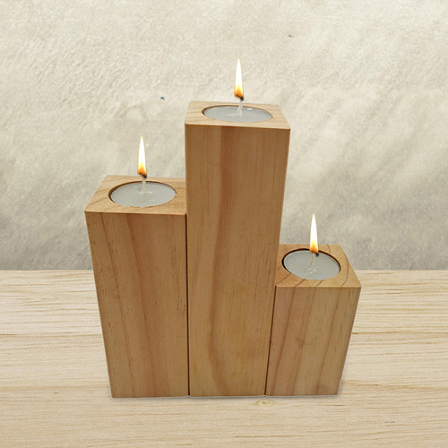 Portavelas De Madera Elegante Durable Retro Para Boda Sala