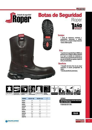 Botas De Seguridad Tipo Roper 27.5 Urrea Uszp75