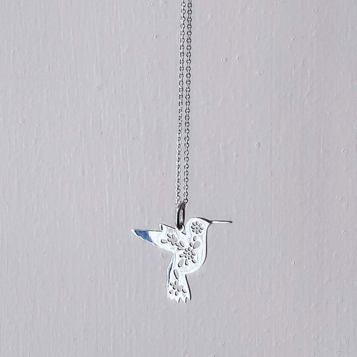 Imagen 5 de 10 de Collar De Colibrí De Plata 925 Con Flores Agálea Mujer 45 Cm