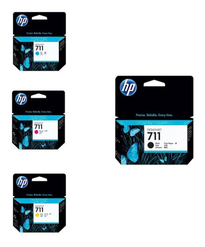 Imagen 3 de 6 de Kit 4 Cartuchos Tinta Hp 711 Negro Y Color Para Plotter T120