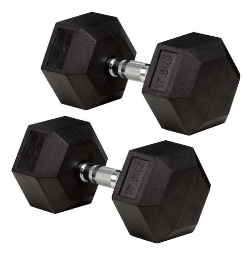 Pesas Mancuernas Hexagonales Sportfitness 17.5kx2 Encauchada